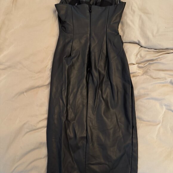 House of CB Luanne black vegan leather corset midi dress - Picture 3 of 8